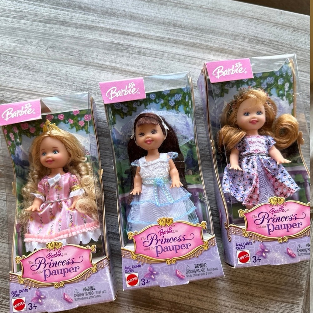 Barbie Princess Pauper Dolls - Blonde, Brunette, and Redhead